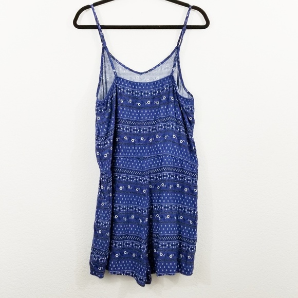 Old Navy Blue Floral Spaghetti Strap Romper - Picture 2 of 5
